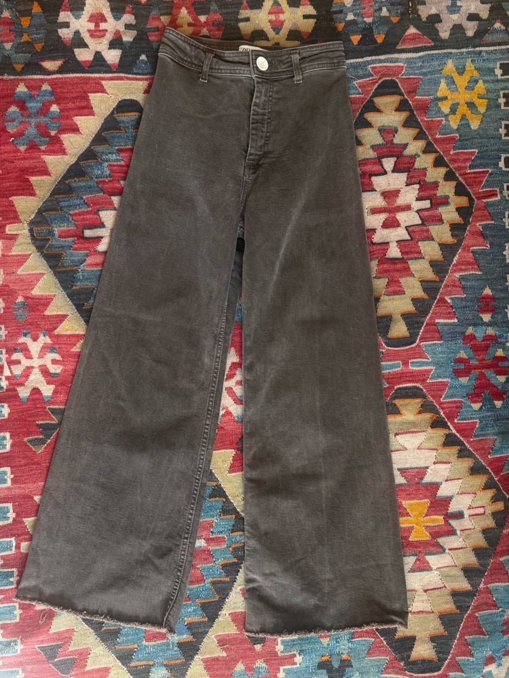 ZARA "The Marine Straight" High Rise Wide Leg Jeans Dusty Brown